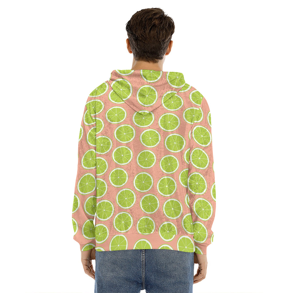 Cute Lime Pattern Print Men's Velvet Pullover Hoodie
