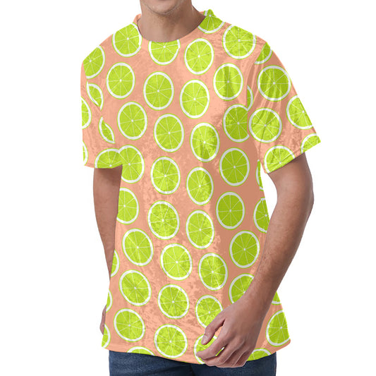 Cute Lime Pattern Print Men's Velvet T-Shirt