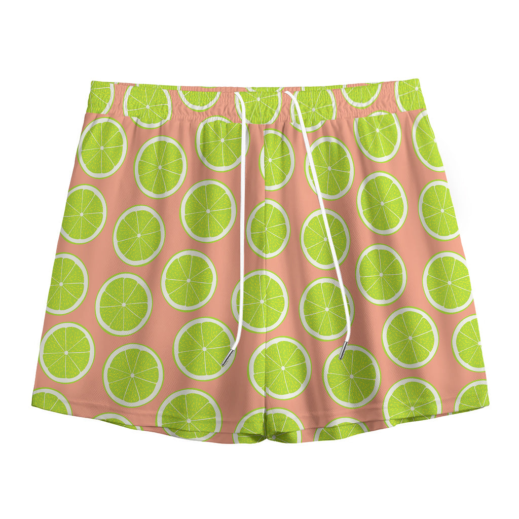 Cute Lime Pattern Print Mesh Shorts