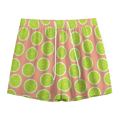 Cute Lime Pattern Print Mesh Shorts