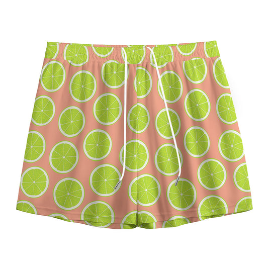 Cute Lime Pattern Print Mesh Shorts
