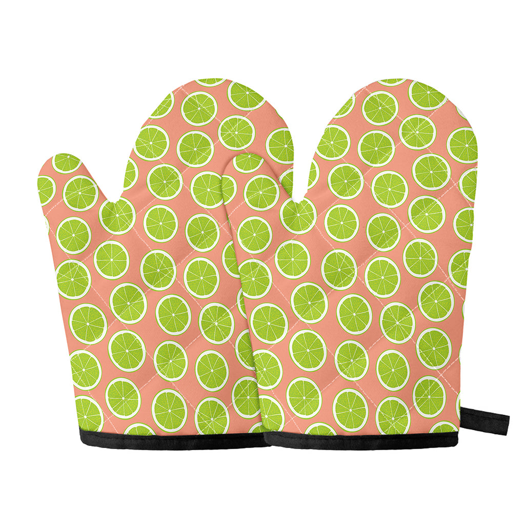 Cute Lime Pattern Print Oven Mitts