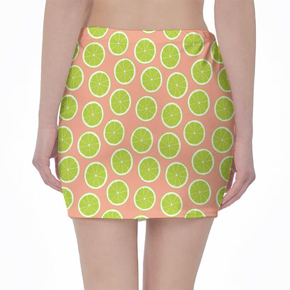 Cute Lime Pattern Print Pencil Mini Skirt