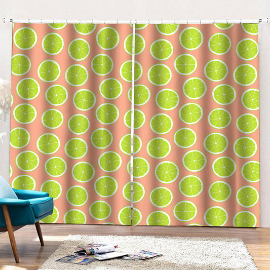 Cute Lime Pattern Print Pencil Pleat Curtains