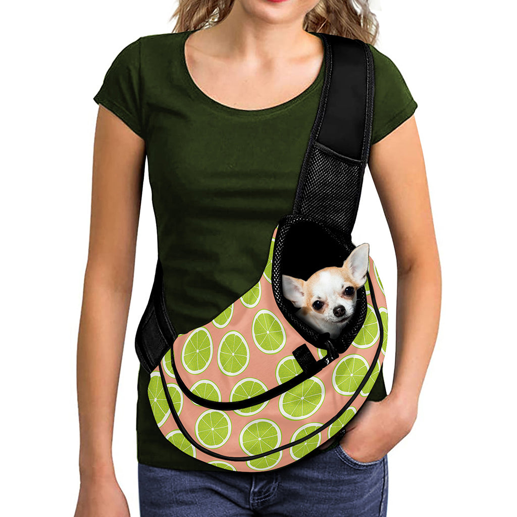 Cute Lime Pattern Print Pet Sling Carrier