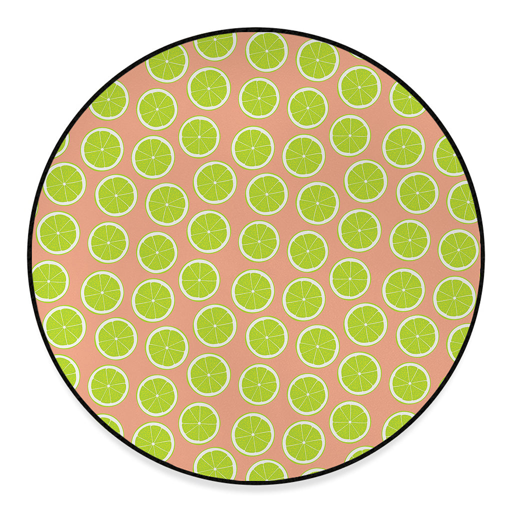 Cute Lime Pattern Print Round Floor Mat