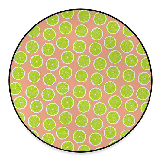 Cute Lime Pattern Print Round Floor Mat