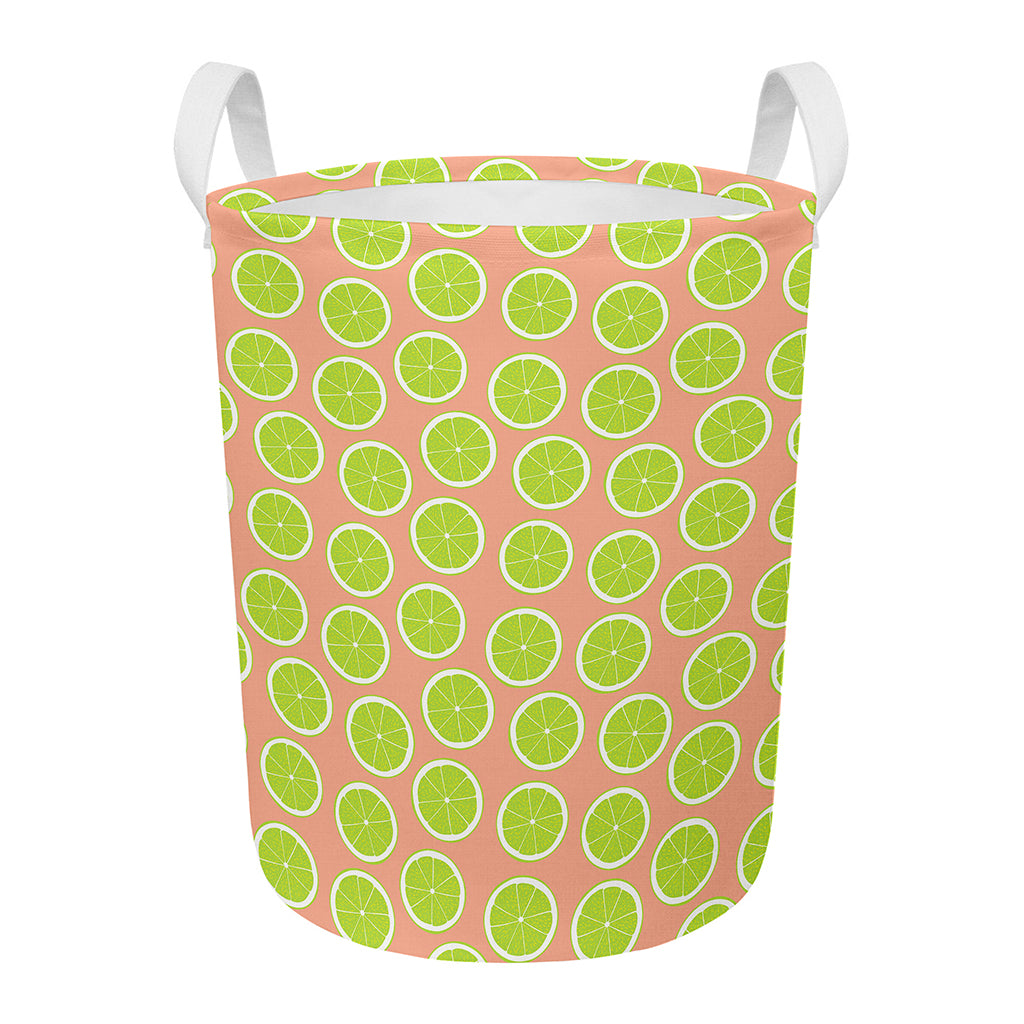 Cute Lime Pattern Print Round Laundry Basket