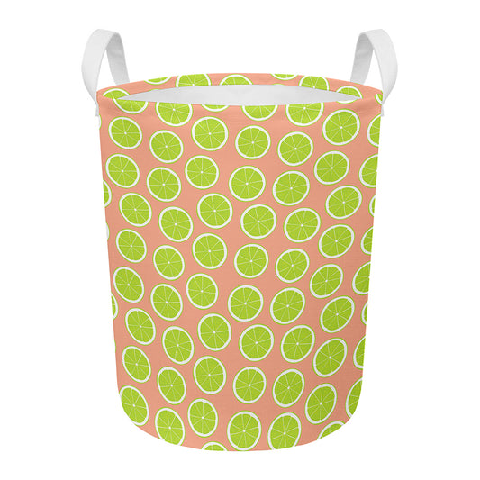 Cute Lime Pattern Print Round Laundry Basket