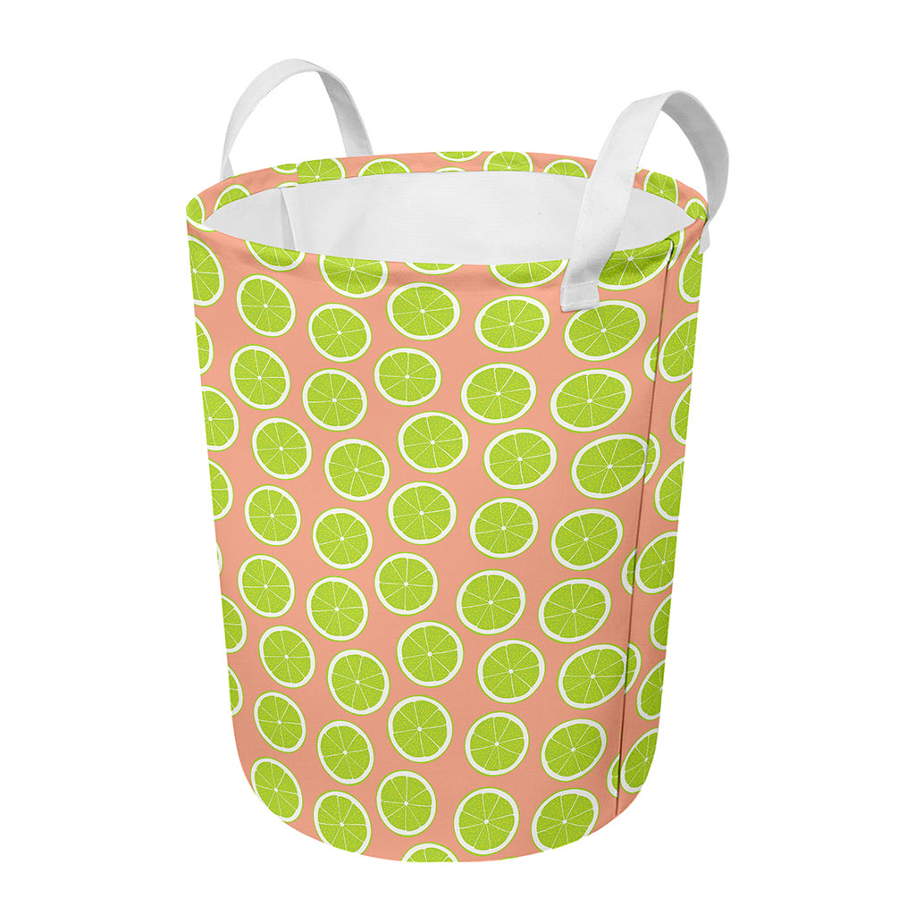 Cute Lime Pattern Print Round Laundry Basket