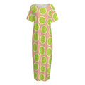 Cute Lime Pattern Print Short Sleeve Long Nightdress