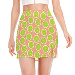 Cute Lime Pattern Print Side Slit Mini Skirt