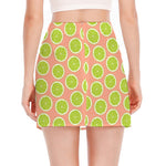 Cute Lime Pattern Print Side Slit Mini Skirt