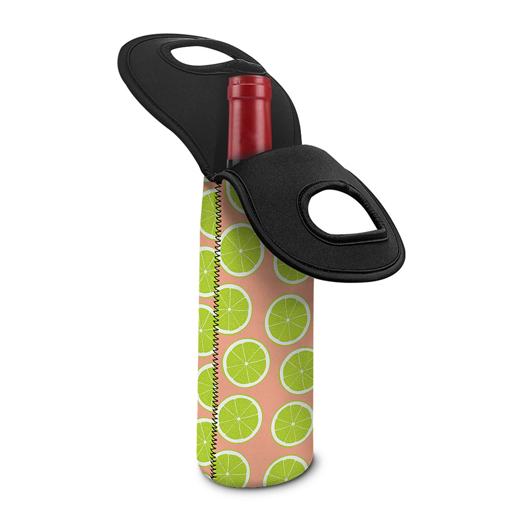 Cute Lime Pattern Print Single Neoprene Wine Tote