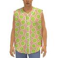 Cute Lime Pattern Print Sleeveless Baseball Jersey
