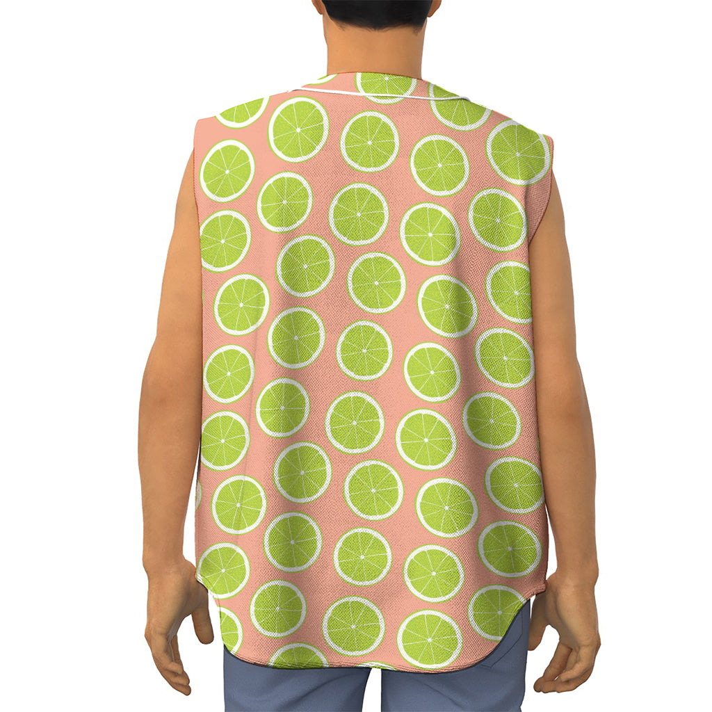 Cute Lime Pattern Print Sleeveless Baseball Jersey