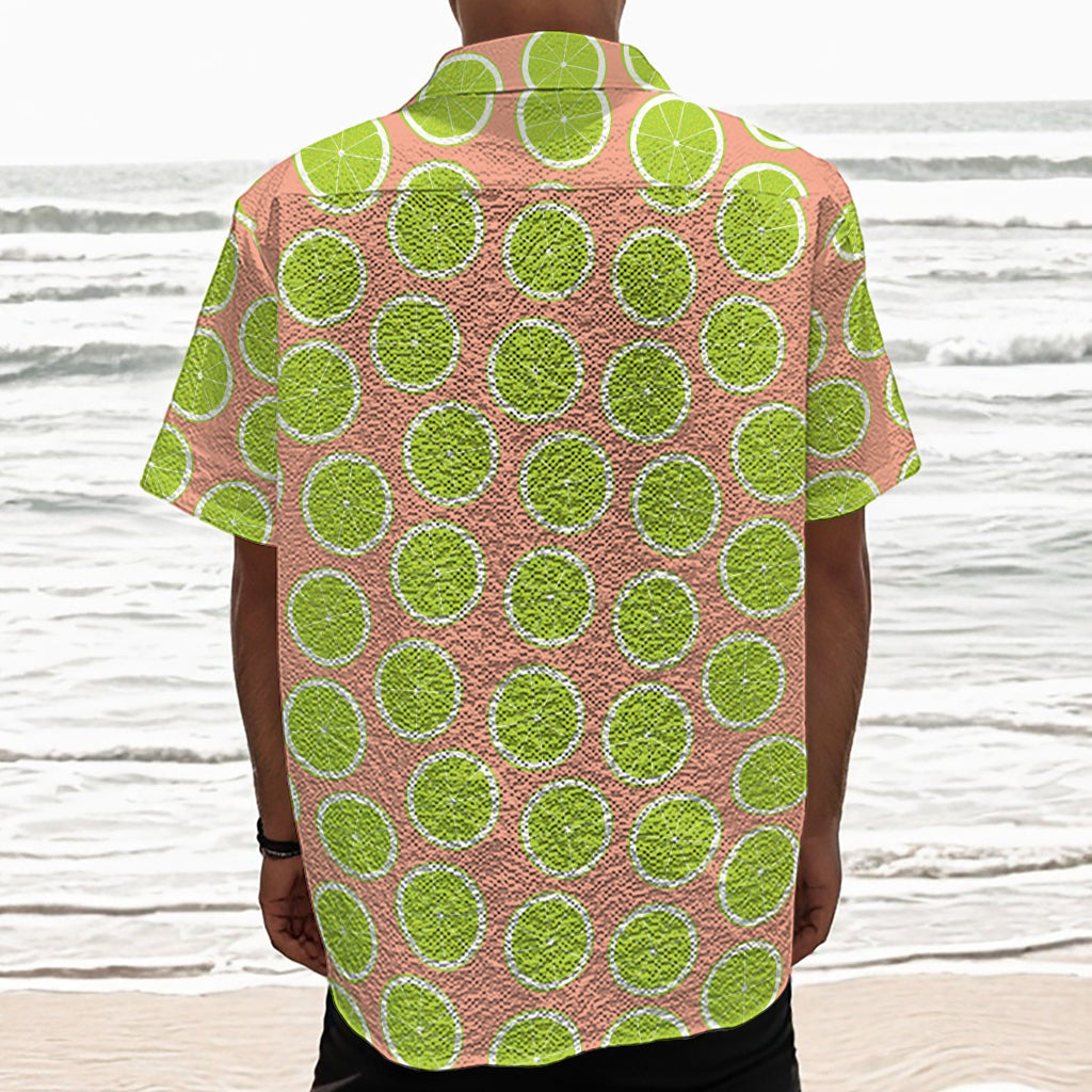 Cute Lime Pattern Print Textured Short Sleeve Shirt