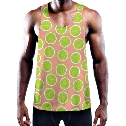 Cute Lime Pattern Print Training Tank Top