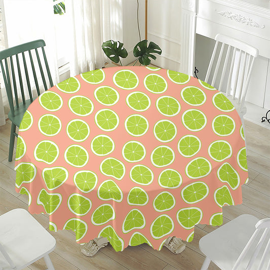 Cute Lime Pattern Print Waterproof Round Tablecloth