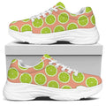 Cute Lime Pattern Print White Chunky Shoes