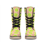 Cute Lime Pattern Print Winter Boots
