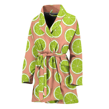Cute Lime Pattern Print Women's Bathrobe