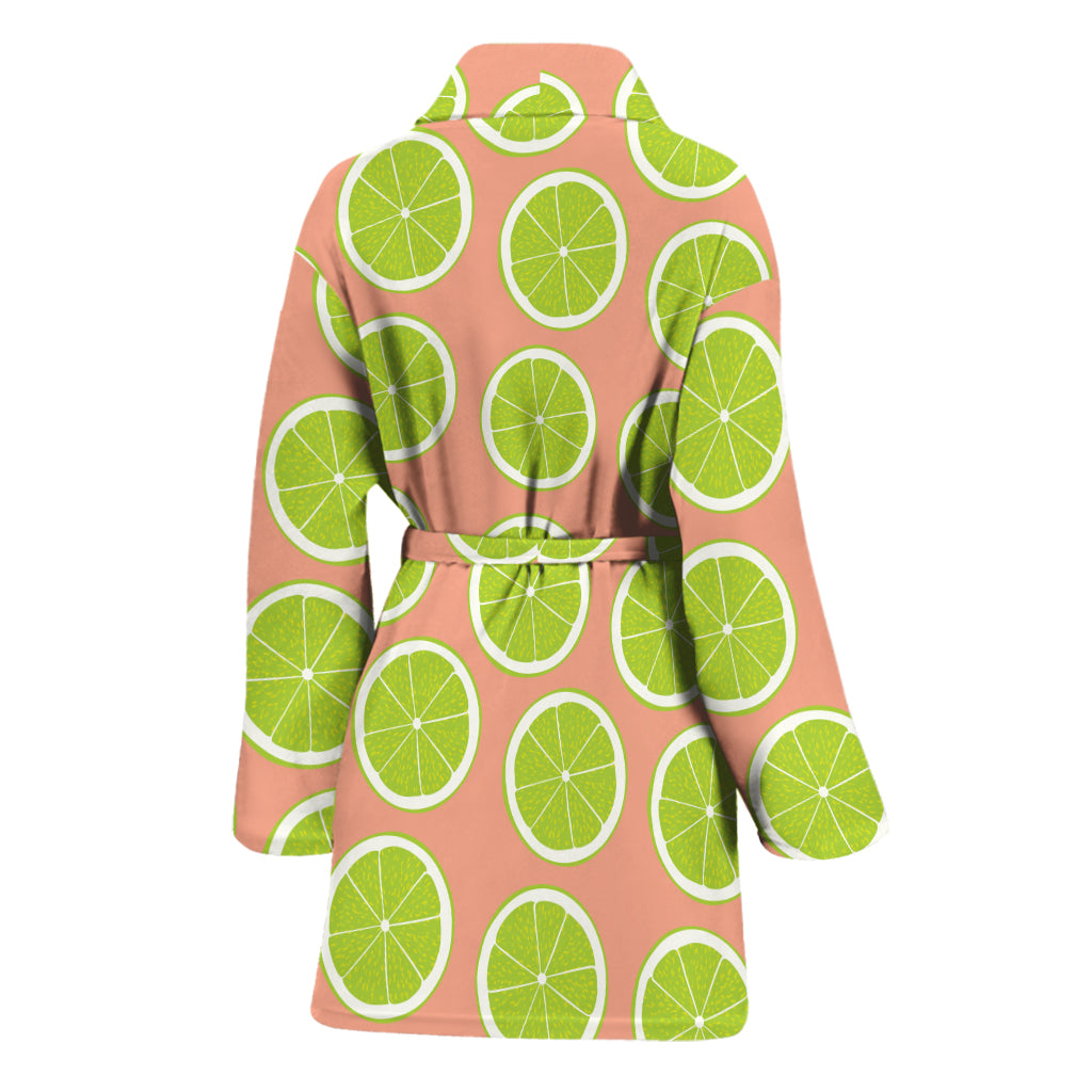 Cute Lime Pattern Print Women's Bathrobe