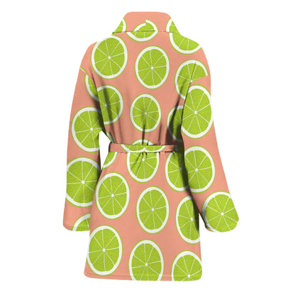 Cute Lime Pattern Print Women's Bathrobe