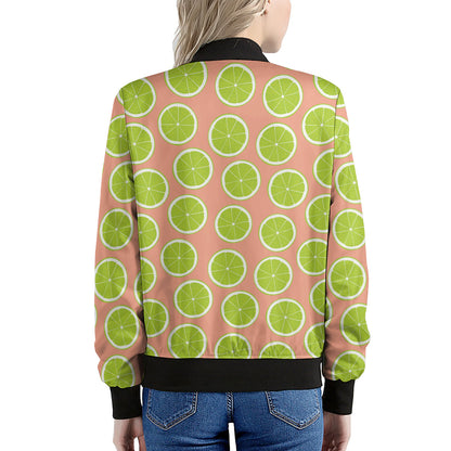Cute Lime Pattern Print Women's Bomber Jacket