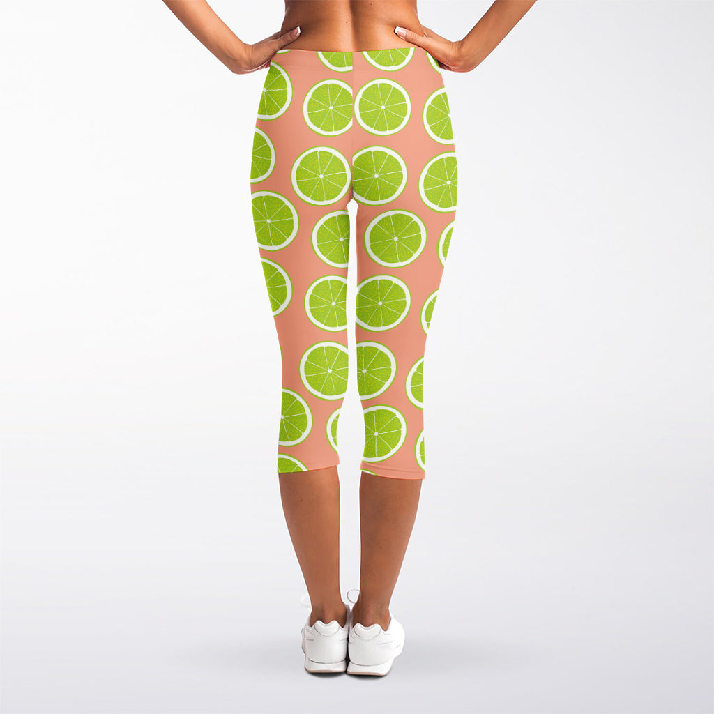 Cute Lime Pattern Print Women's Capri Leggings