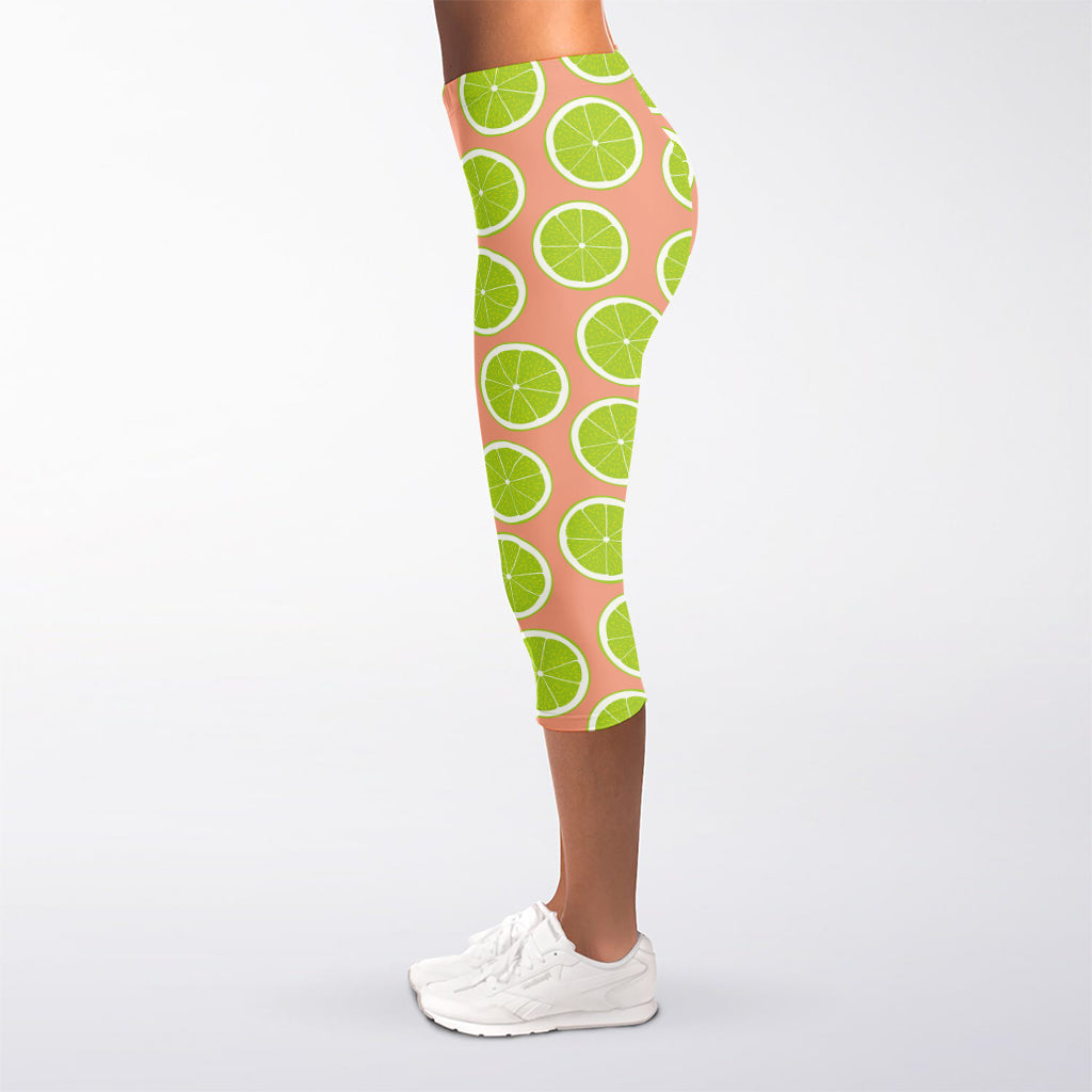 Cute Lime Pattern Print Women's Capri Leggings