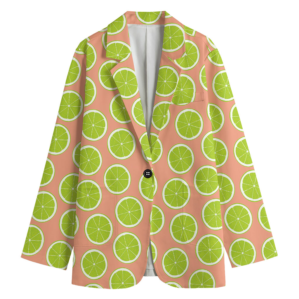 Cute Lime Pattern Print Women's Cotton Blazer