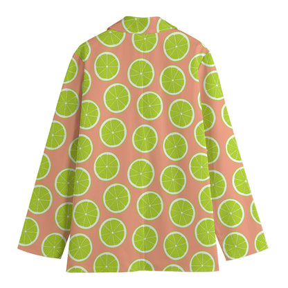 Cute Lime Pattern Print Women's Cotton Blazer