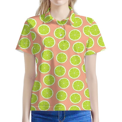 Cute Lime Pattern Print Women's Polo Shirt