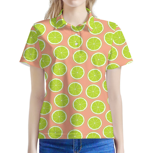 Cute Lime Pattern Print Women's Polo Shirt