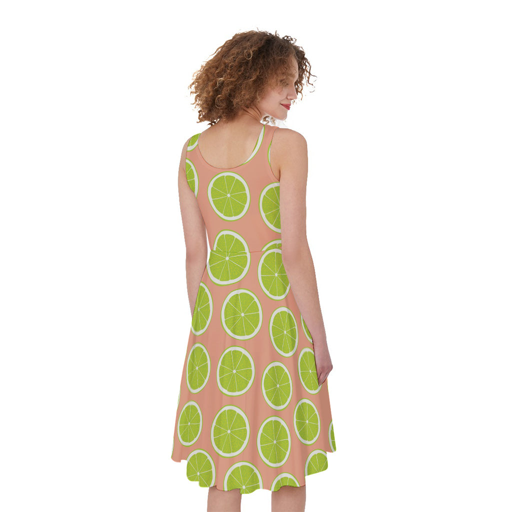 Cute Lime Pattern Print Women's Sleeveless Dress
