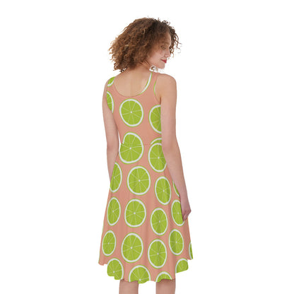 Cute Lime Pattern Print Women's Sleeveless Dress