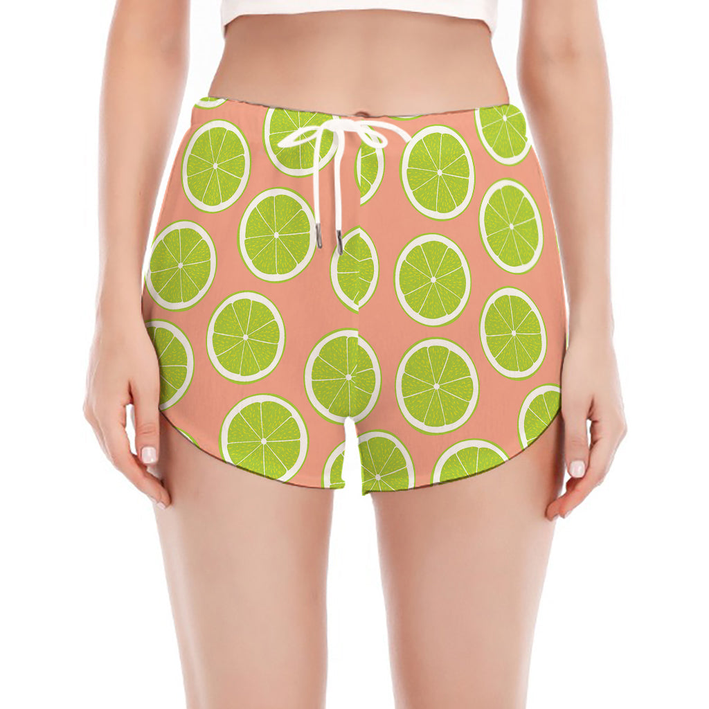 Cute Lime Pattern Print Women's Split Running Shorts