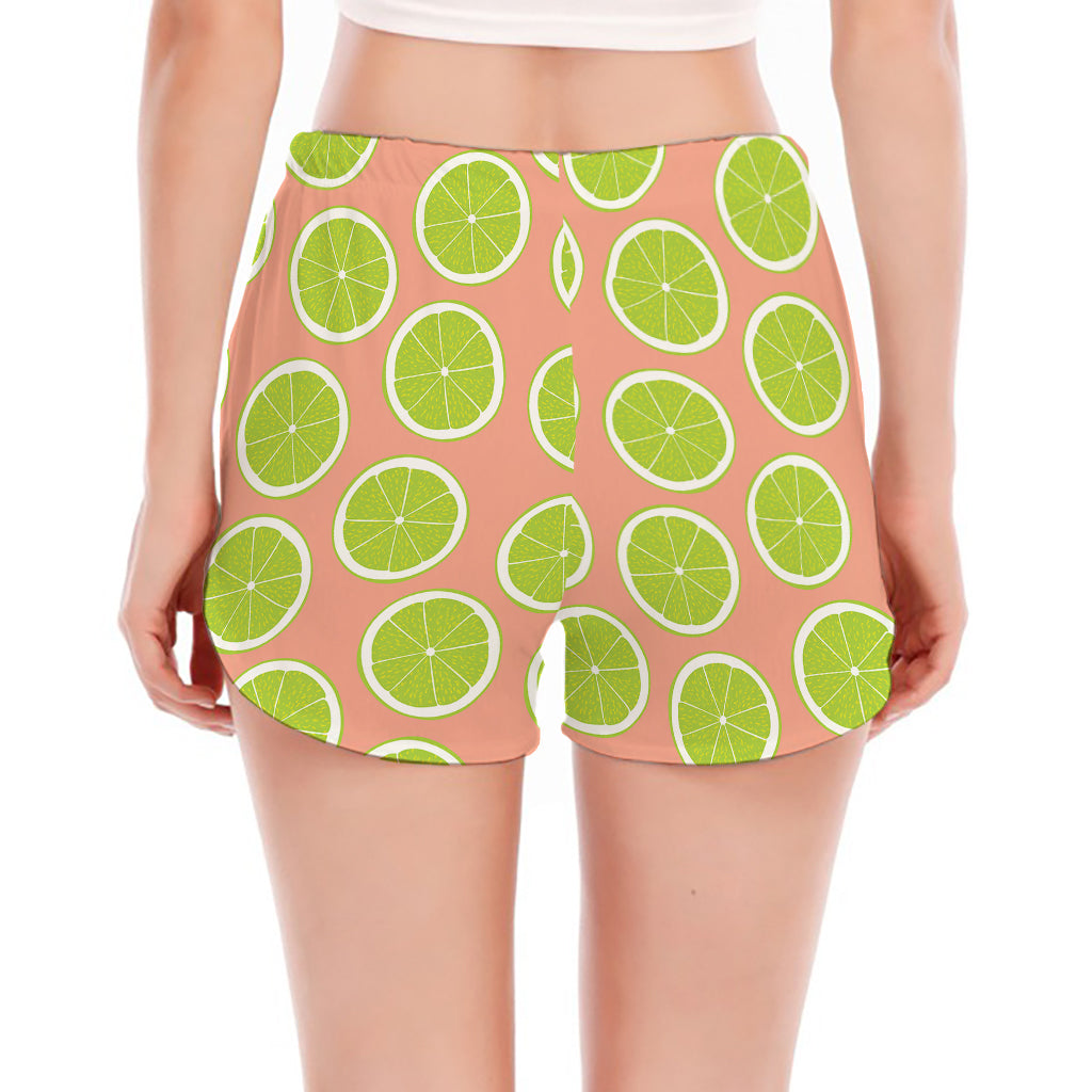 Cute Lime Pattern Print Women's Split Running Shorts