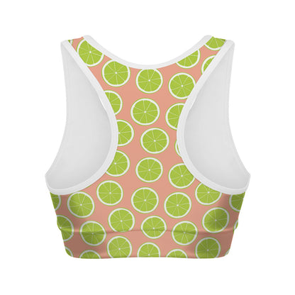 Cute Lime Pattern Print Women's Sports Bra