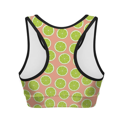 Cute Lime Pattern Print Women's Sports Bra