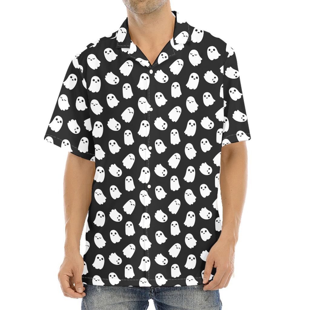 Cute Little Ghost Pattern Print Aloha Shirt