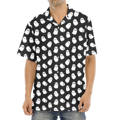 Cute Little Ghost Pattern Print Aloha Shirt