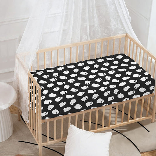 Cute Little Ghost Pattern Print Baby Crib Sheet