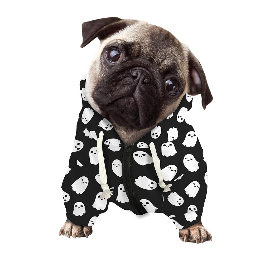 Cute Little Ghost Pattern Print Dog Zip Up Hoodie