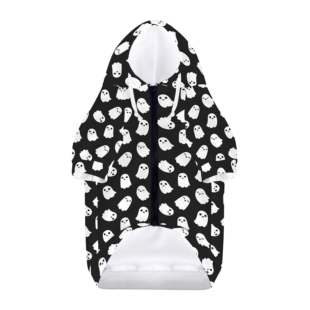 Cute Little Ghost Pattern Print Dog Zip Up Hoodie