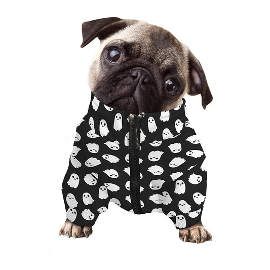 Cute Little Ghost Pattern Print Dog Zip Up Jacket