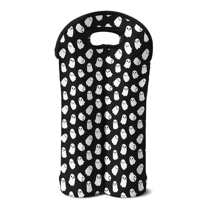 Cute Little Ghost Pattern Print Double Neoprene Wine Tote
