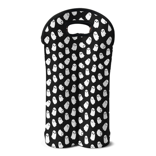 Cute Little Ghost Pattern Print Double Neoprene Wine Tote
