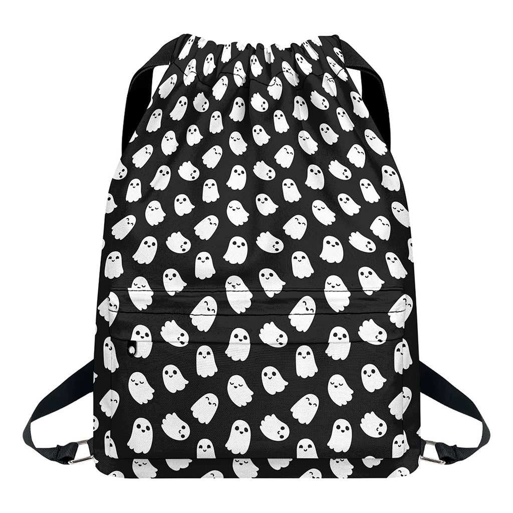 Cute Little Ghost Pattern Print Drawstring Backpack